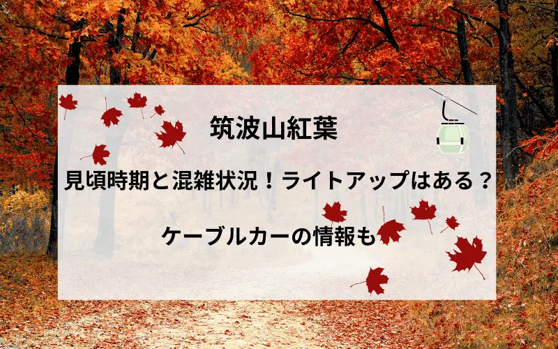 筑波山紅葉のタイトルと美しい紅葉の写真